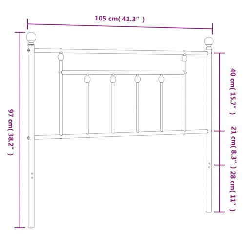 vidaXL Tête de lit métal blanc 100 cm