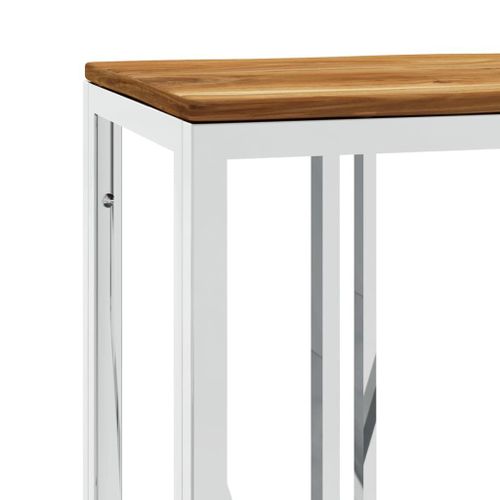 Vidaxl Table Console Argenté Acier Inoxydable Et Bois Massif D'acacia