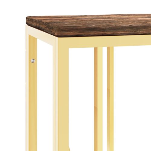 Vidaxl Table Console Doré Acier Inoxydable Et Bois Massif Récupération