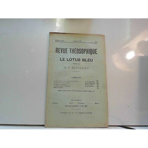 Revue Théosophique Le Lotus Bleu Octobre 1925 N°8
