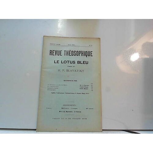 Revue Théosophique Le Lotus Bleu Août 1926 N°6