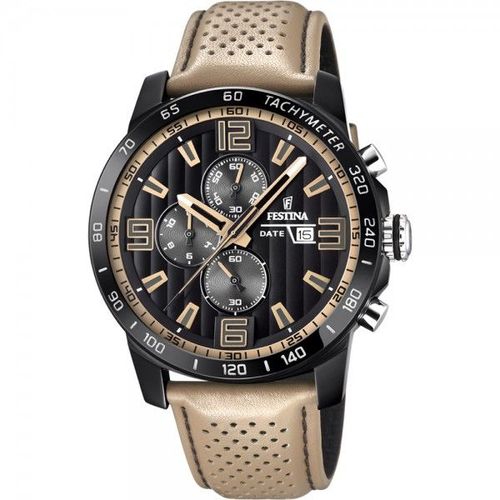Montre Festina Homme Chrono Acier Cuir Beige F20339/1