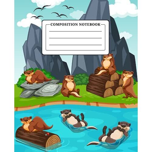 Composition Notebook: 150 Pages Wide Ruled Otter Journal Notebook, Lined Notebook For Kids School Kindergarten For Writing. (Otter Gifts For Otter Lovers)