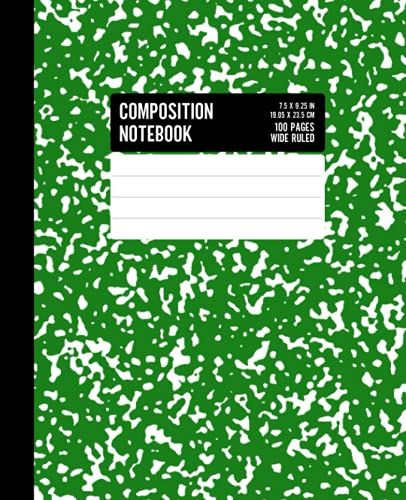 Marble Composition Notebook: Green Marbled Wide Ruled Paper Notebook Journal | Large Writing Book For Kids Teens And Adults Students (Composition Notebooks)