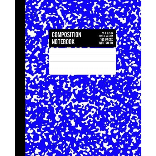 Marble Composition Notebook: Blue Marbled Wide Ruled Paper Notebook Journal | Large Writing Book For Kids Teens And Adults Students (Composition Notebooks)