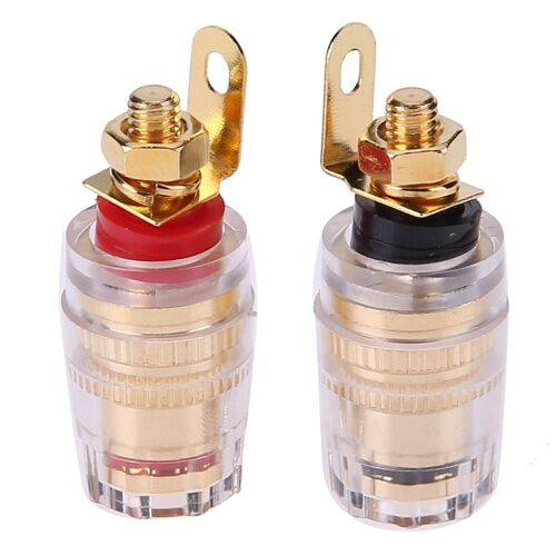 Bornes de liaison de haut-parleur d'amplificateur plaqué or de 4mm Terminal en laiton avec coque transparente pour fiches bananes 2 pièces