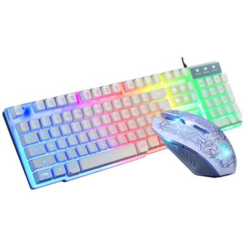 1 ensemble souris et tapis de souris, T6 arc-en-ciel, rétroéclairé LED, ergonomique, USB, pour ordinateur PC et portable