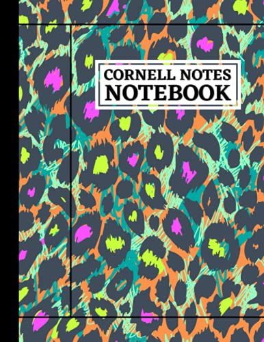 Cornell Notes Notebook: Note Taking System For Students, Teachers, School, Work | College Ruled 110 Pages | Colorful Leopard