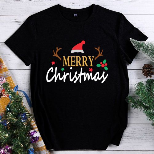 T-Shirt Manches Courtes Pour Homme Et Femme, Chapeau De Noël, Plusieurs Couleurs Au Choix, Collection S-Xxl