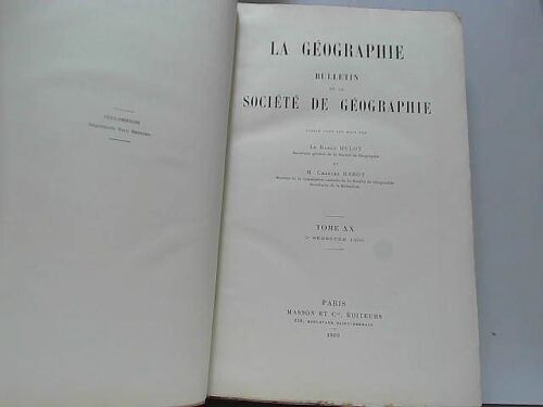 Bulletin De La Société De Géographie Xx 1909 Juillet-Décembre