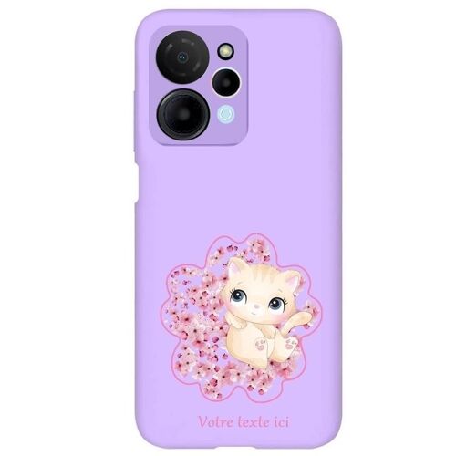 Coque Violet Redmi 12 4g Chat Fleur Cerisier