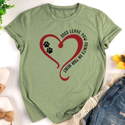 T-Shirt Pour Homme Et Femme, Décontracté Et Neutre, Avec Coeur Et Pattes De Chien, Cadeau D'amour Pour La Saint-Valentin, S-Xxxl