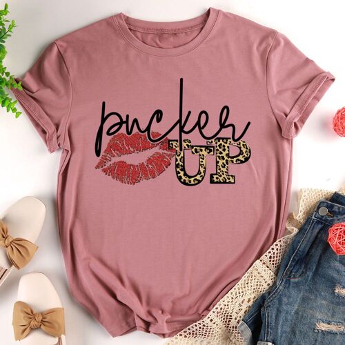 T-Shirt Imprimé Léopard Et Lèvres Rouges Pour Homme Et Femme, Haut Décontracté Et Neutre, Cadeau D'Amour Pour La Saint-Valentin, S-Xxxl