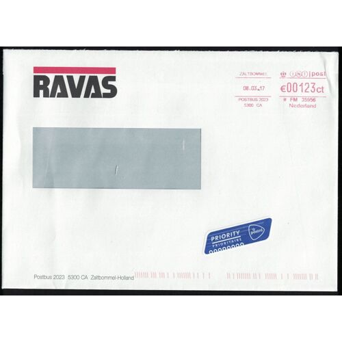Pays Bas Ema Empreinte Postmark Enveloppe Ravas Zaltbommel