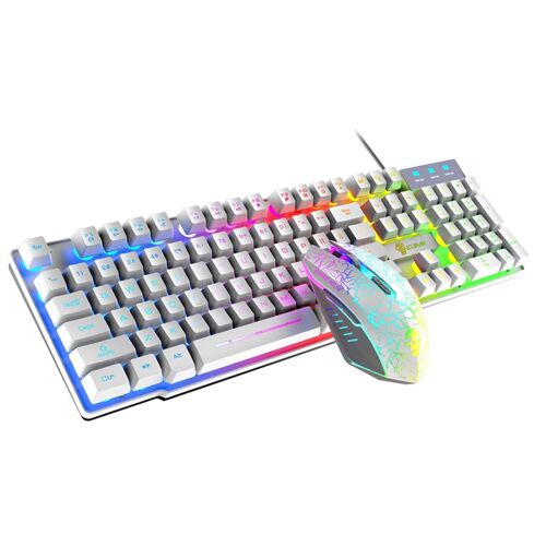 Ensemble clavier de jeu 3-en-1, Kit de tapis de souris filaire, rétroéclairage LED RBG 2400DPI, fournitures pour ordinateur de bureau