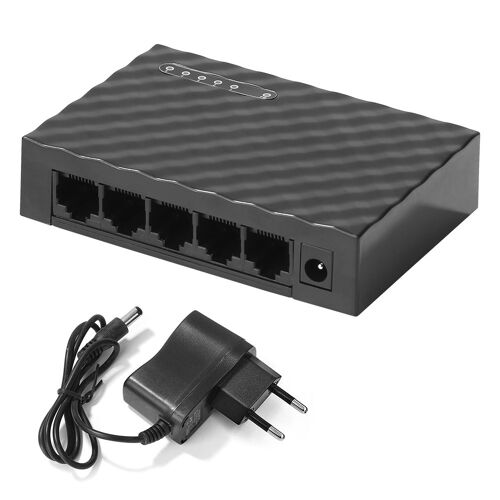 Commutateur réseau Ethernet RJ45 Gigabit, 5 ports, 10/100/1000Mbps, HUB avec adaptateur d'alimentation pour dortoir et bureau