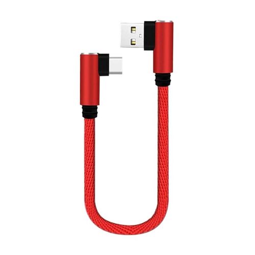 Câble Usb De Type C À Double Coude De 0.25m, Charge Rapide À 90 Degrés, En Alliage D'aluminium Noir/Bleu/Rouge