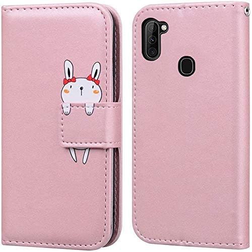 Coque Samsung Galaxy A11,Housse En Cuir 3d Lapin Dessin Anime,Portefeuille Etui En Protecion Pour Galaxy A11,Rose