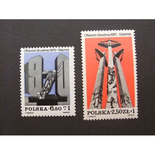 Pologne Polska 1981 Mémoires Aux Victimes De 1970 Yvert 2597 / 2598 ** Mnh