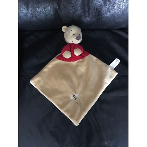 Doudou Plat Nicotoy Disney Mouchoir Winnie Jaune Rouge Abeille  