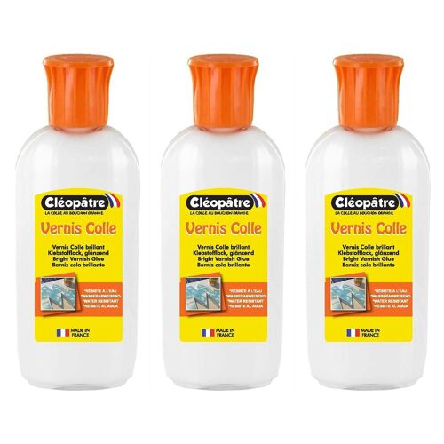 Cléopâtre Lot de 3 Vernis Colle Brillant en 100g