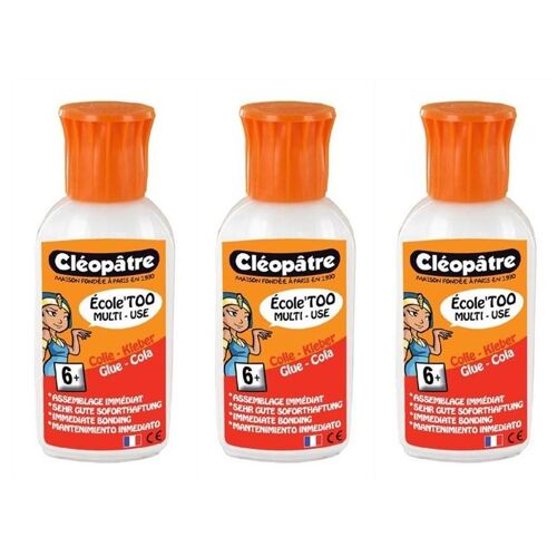 Cléopâtre Lot De 3 Colles Liquide École'too En 60 Gr