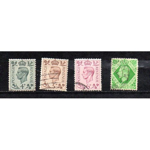 Royaume-Uni- Lot De 4 Timbres Oblitérés Roi George Vi- N°215/8- Année 1938