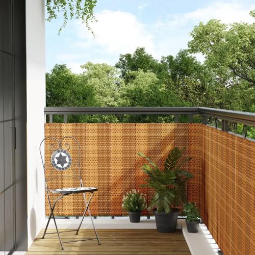 Prolenta Premium - Paravent de balcon marron clair 400x80 cm résine tressée