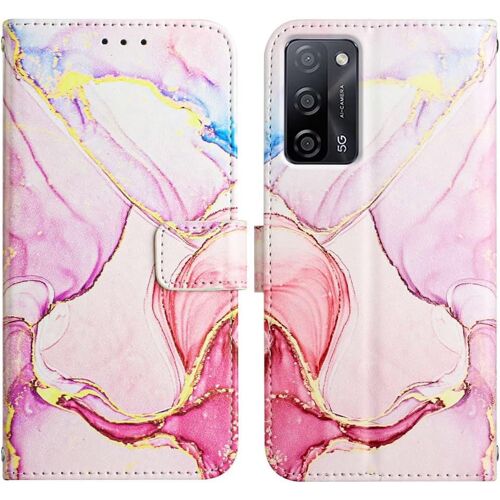 Compatible With Oppo A57 5g Coque Marble De L'art Cuir Magnetique Magnetique Porte-Cartes Etui Portefeuille Cover Flip Housse Etui Pour Oppo A57 5g Marble Pink Yb.