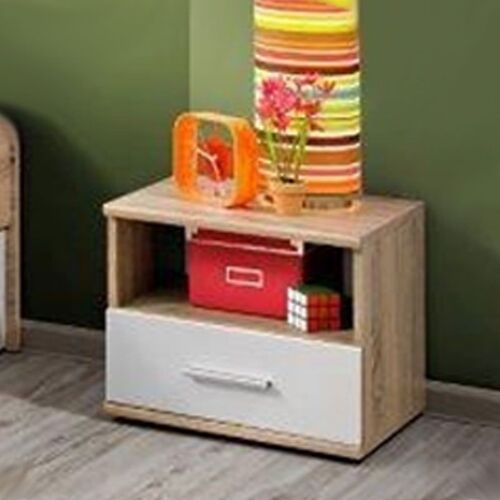 Table de Chevet "Dino" 45cm Chêne & Blanc