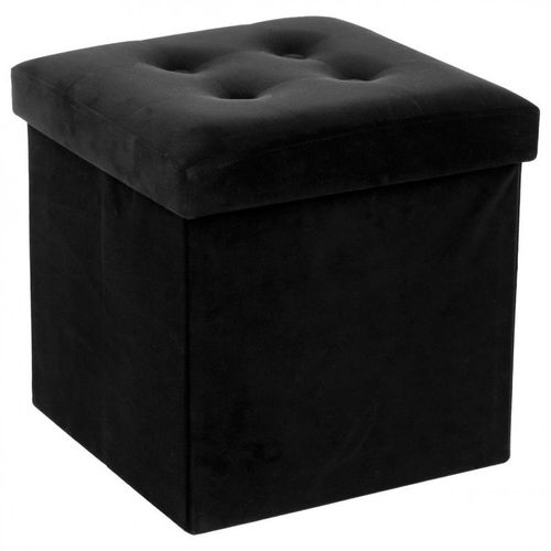 Pouf Pliable Velours "Lysandre" 38x38cm Noir