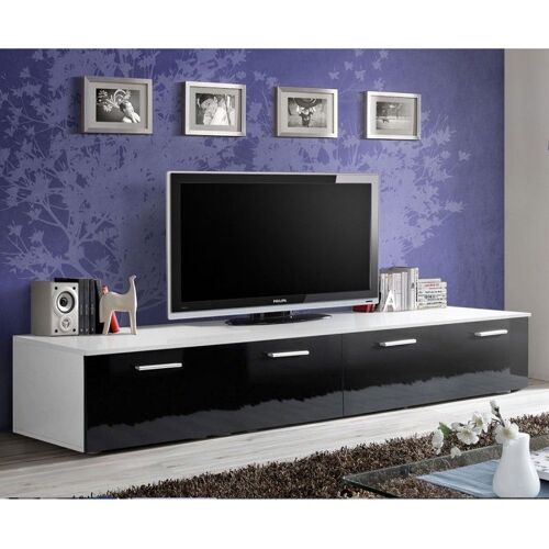 Meuble TV Design "Duo" 200cm Noir & Blanc