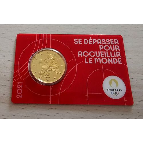 France 2021 - Jeux Olympiques - Coincard Rouge - 2 Euros Commemorative - Plaque Or - Vergoldet