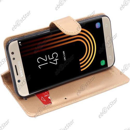 Ebeststar ® Pour Samsung Galaxy J5 2017 Sm-J530f - Housse Coque Etui Portefeuille Support Folio Simi Cuir, Couleur Or / Doré [Dimensions Precises De Votre Appareil : 146.2 X 71.3 X 7.9 Mm, Écran 5.2'']