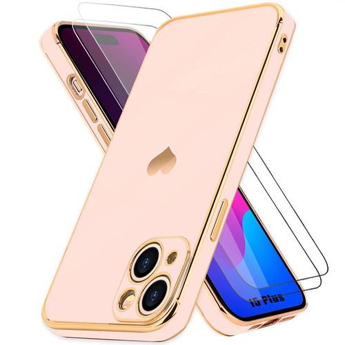 Coque Pour Iphone 15 Plus Rose Antichoc Motif CUr Amour Et 2 Verres Trempés - Booling