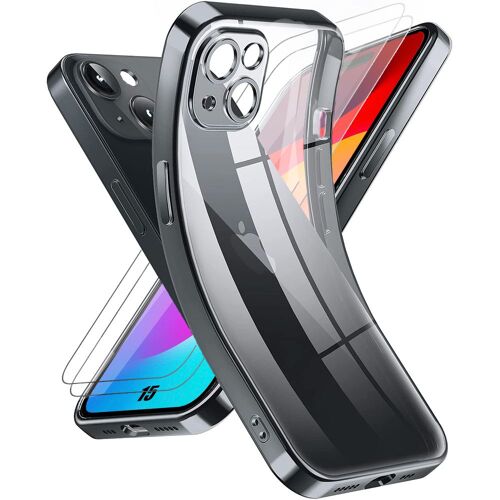 Coque Pour Iphone 15 Transparent Avec Contour Noir Slim Souple Anti-Rayures - Booling