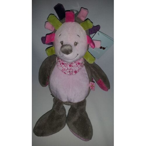 Doudou Hérisson Collection Manon Et Alizée Nattou Rose Gris Foulard Fleur Plush Comforter Soft Toys Peluche 30 Cm