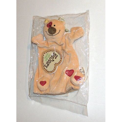 Doudou Ours Marionnette Biodours - Peluche Ours Beige Coeur Bordeau