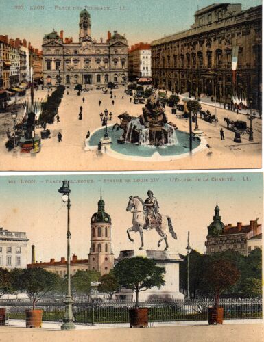 Lot 2 Cpa Lyon Place Des Terreaux + Place Bellecour