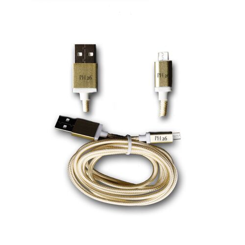 Samsung Galaxy S6 Edge Plus Câble Data OR 1M en nylon tressé ultra Résistant (garantie 12 mois) Micro USB pour charge, synchronisation et transfert de données by PH26 ®