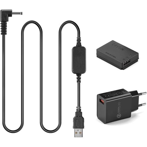 DR-E12 LP-E12 Dummy Batterie + 5V-8.4V Câble USB ACK-E12 + QC3.0 Adaptateur pour Canon EOS M EOS M2 M10 M50 M100 M200 Kiss M,Kiss M2 EOS M50 Mark II(Q112)