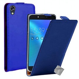 Housse Etui Coque Pochette Pu Cuir Fine Pour Asus Zenfone Live Zb501kl + Film Ecran - Bleu