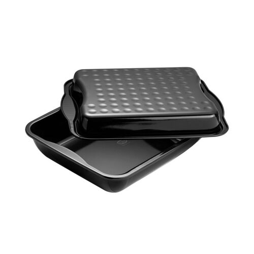 Dr. Oetker 1301 Plat À Gratin Avec Couvercle, Plat Rectangulaire, Plat À Four, Plat De Cuisson Four, Plat Cuisson Four, Acier Emaille, 42 X 34 X 13 Cm