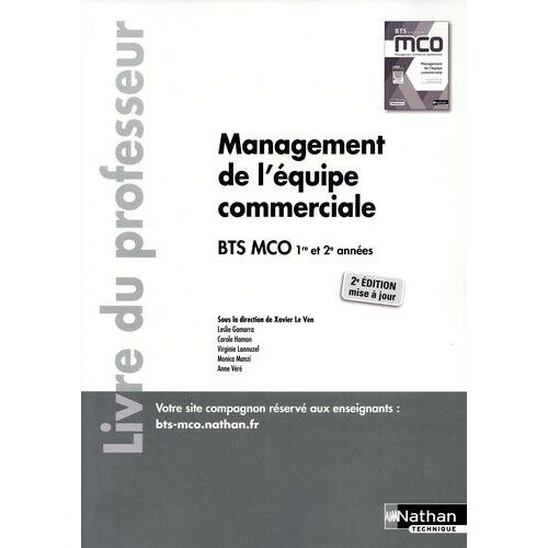 Management De L'équipe Commerciale Bts Mco 1 Et 2 - Livre Du Professeur - Edition 2023