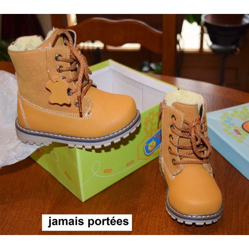 Boots Cuir Fourrées 24 Beige Happy Bee