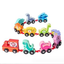 Dinosaure Train Jouet En Bois Pour Enfant, Jouet 1-4 Ans Petite Voiture Dinosaure Cadeau Enfant Garçon Jeux Educatif Montessori