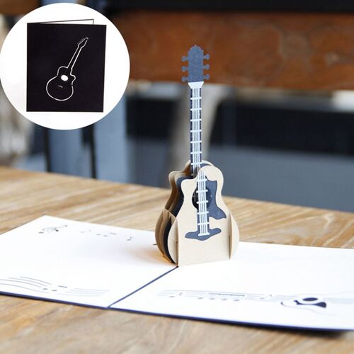 Carte de v¿ux Pop-Up 3D pour guitare musicale, carte d'invitation noël, saint-valentin, anniversaire