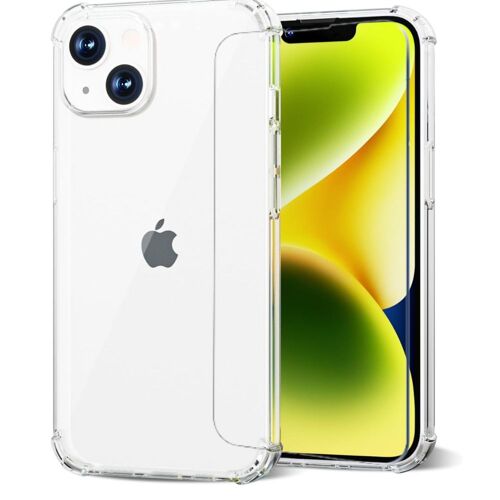 Coque iphone 14 Antichoc Silicone + 1 verres trempés, Coque iphone 14 Transparent, Etui Housse Coque pour iphone 14 (6.1inch) Antichoc Silicone Transparent, Souple Silicone [Antichoc Bumper] TPU Case