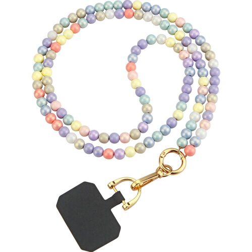 Cordon Tour De Cou Fixation Universelle Sur Coque Téléphone Perles Pastel