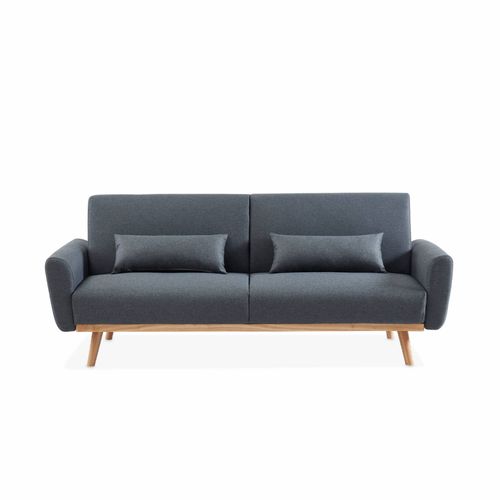 Canapé Convertible Design En Tissu - Oskar - 2 - 3 Places Scandinave Droit Avec Pieds Bois